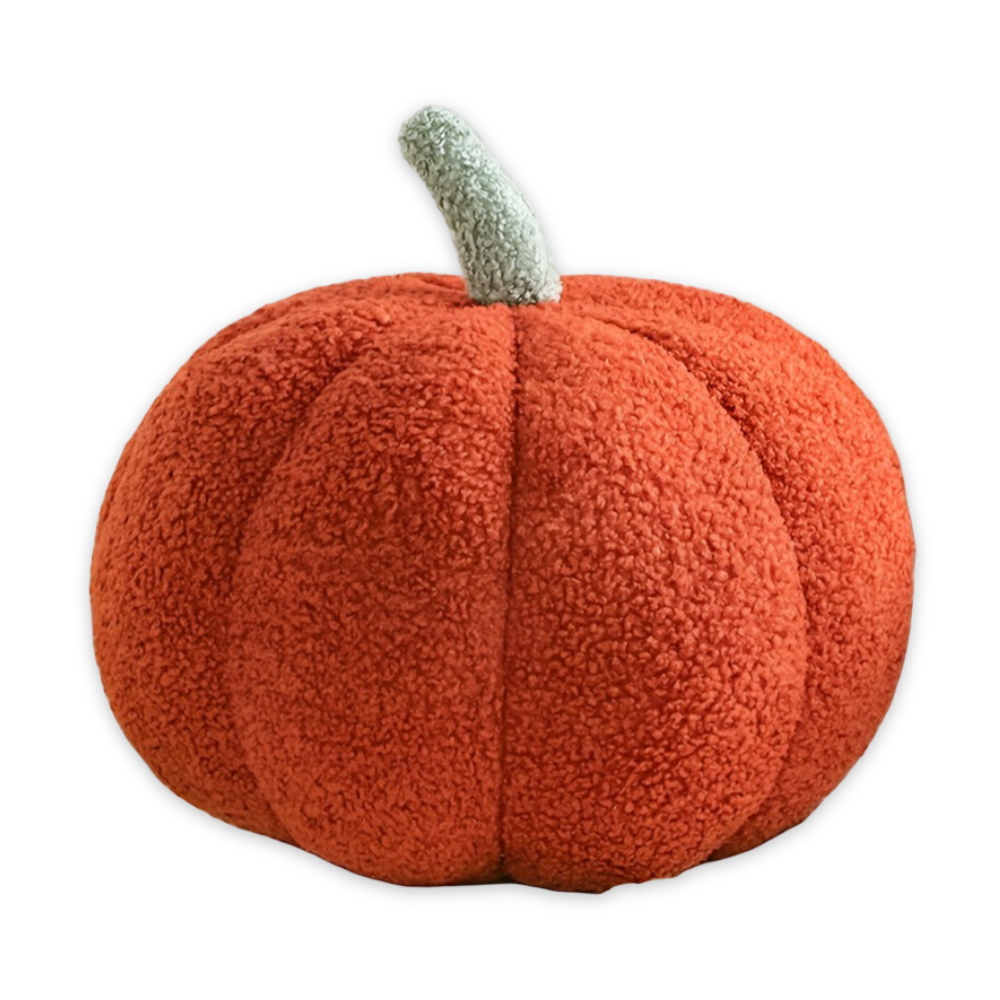 Halloween - Kürbis Dekokissen aus Teddy-Plüsch 20x30 cm