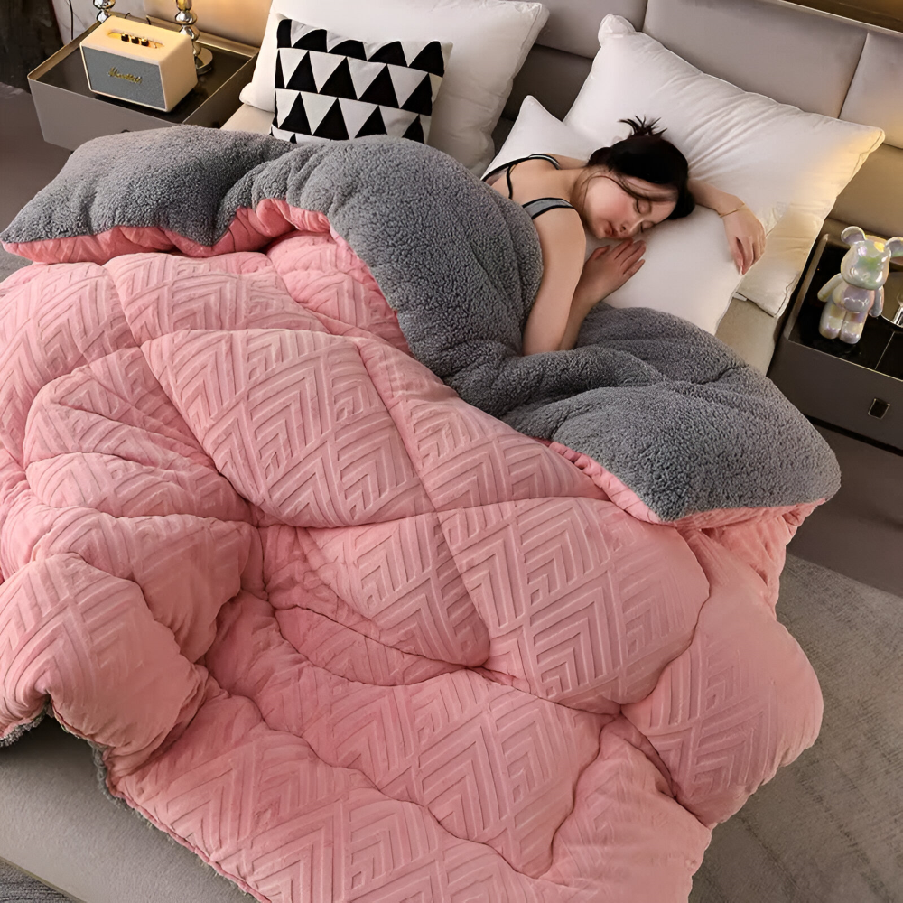 Sherpa - Fleece Bettdecke mit gestepptem Innenfutter