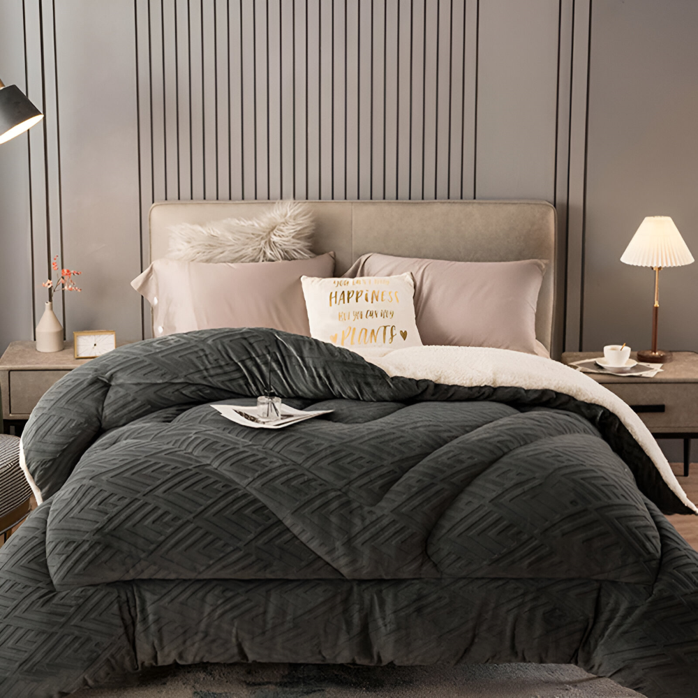 Sherpa - Fleece Bettdecke mit gestepptem Innenfutter
