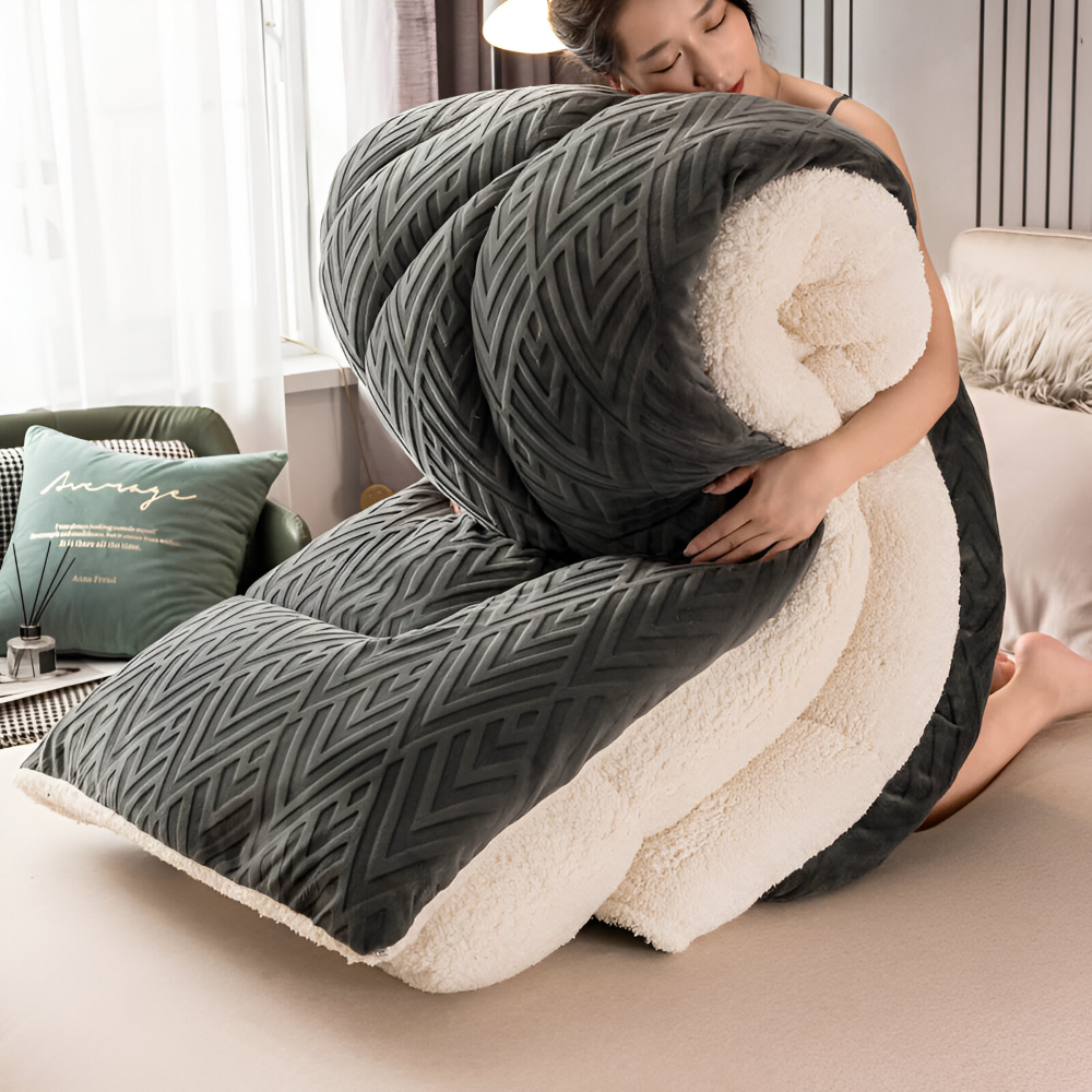 Sherpa - Fleece Bettdecke mit gestepptem Innenfutter
