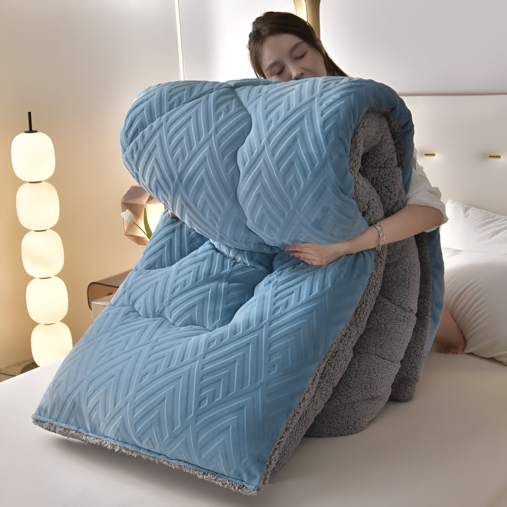 Sherpa - Fleece Bettdecke mit gestepptem Innenfutter