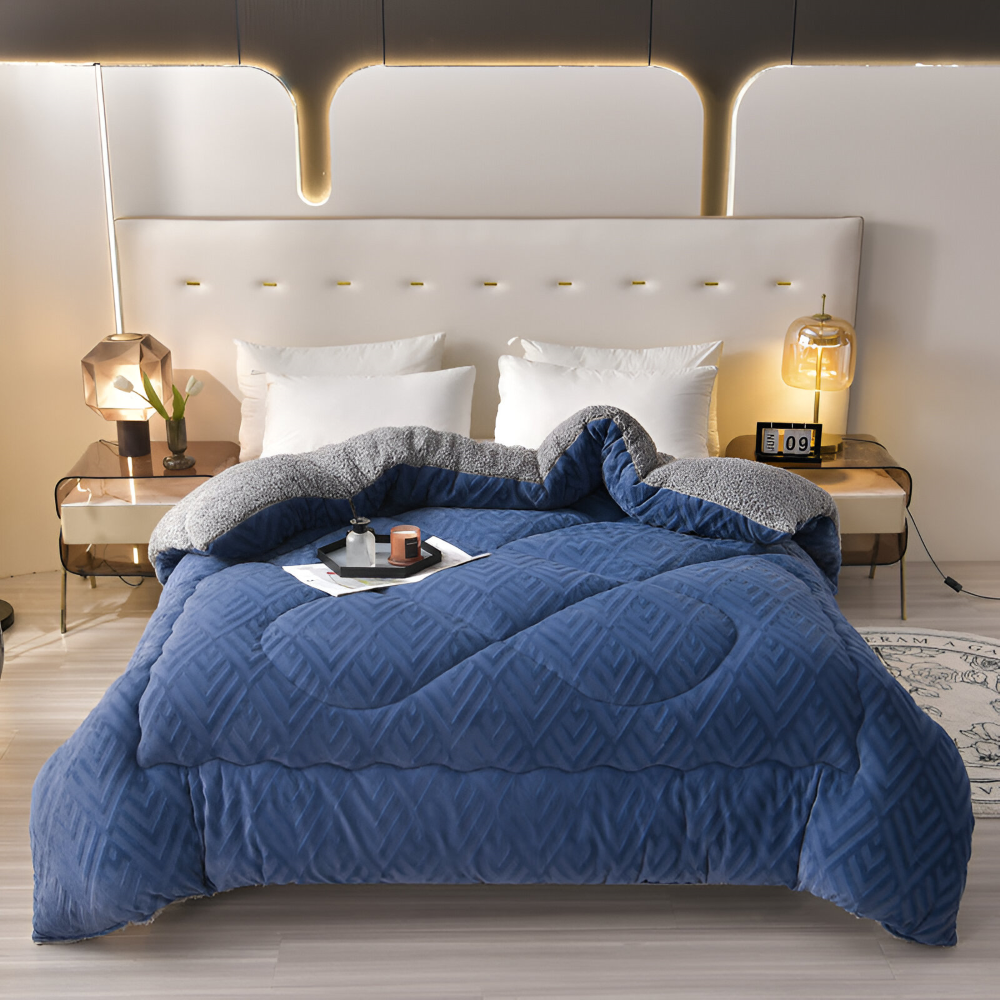 Sherpa - Fleece Bettdecke mit gestepptem Innenfutter