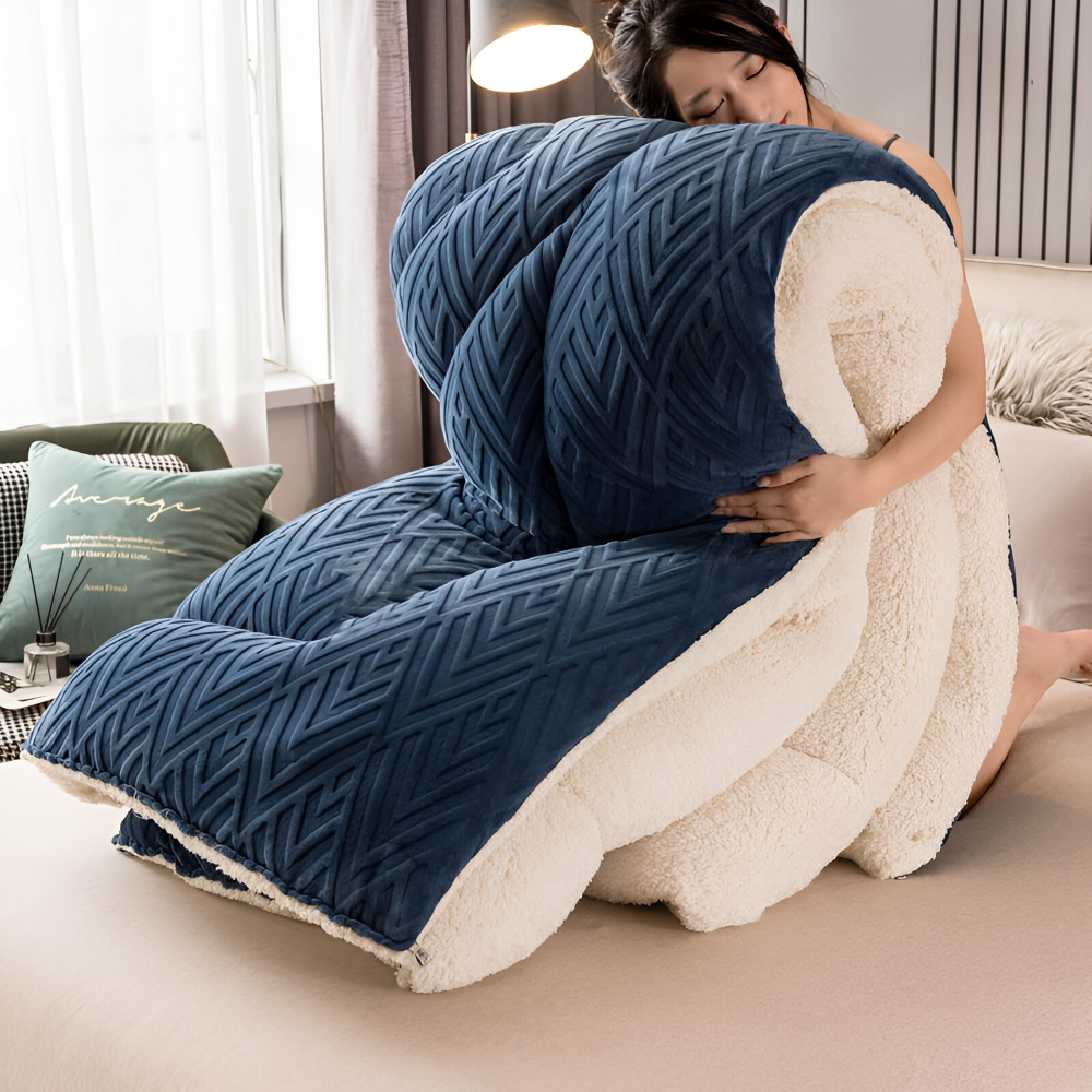 Sherpa - Fleece Bettdecke mit gestepptem Innenfutter