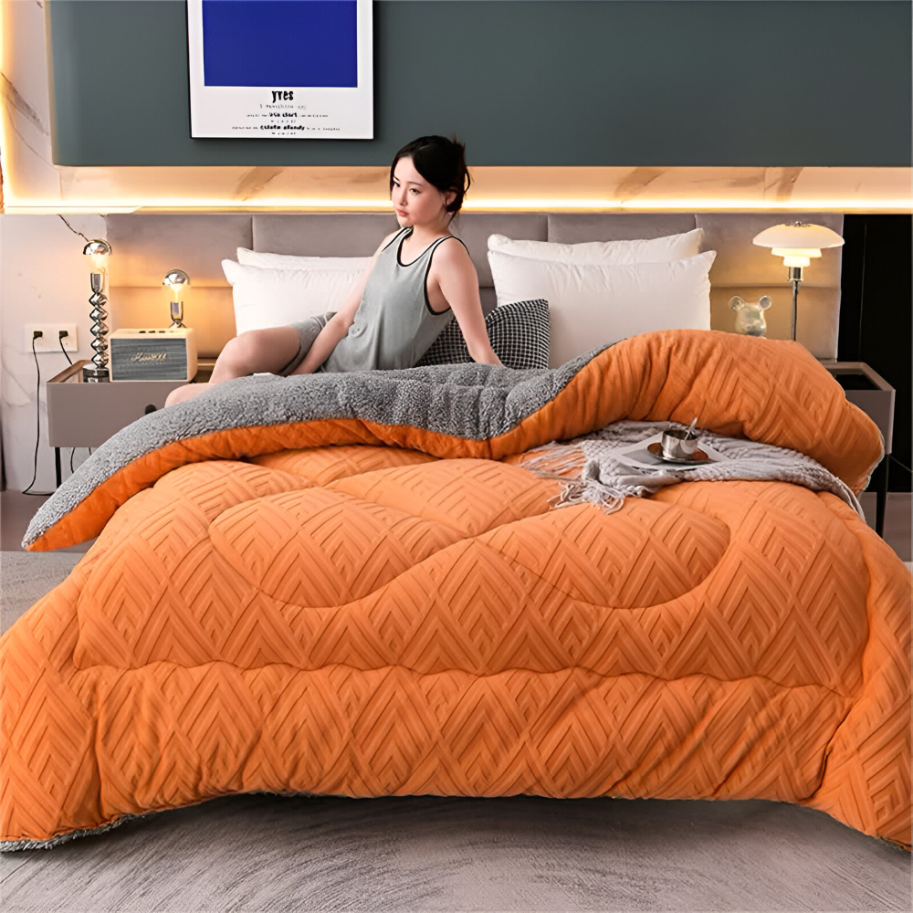 Sherpa - Fleece Bettdecke mit gestepptem Innenfutter