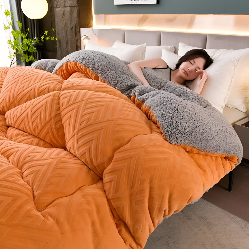 Sherpa - Fleece Bettdecke mit gestepptem Innenfutter