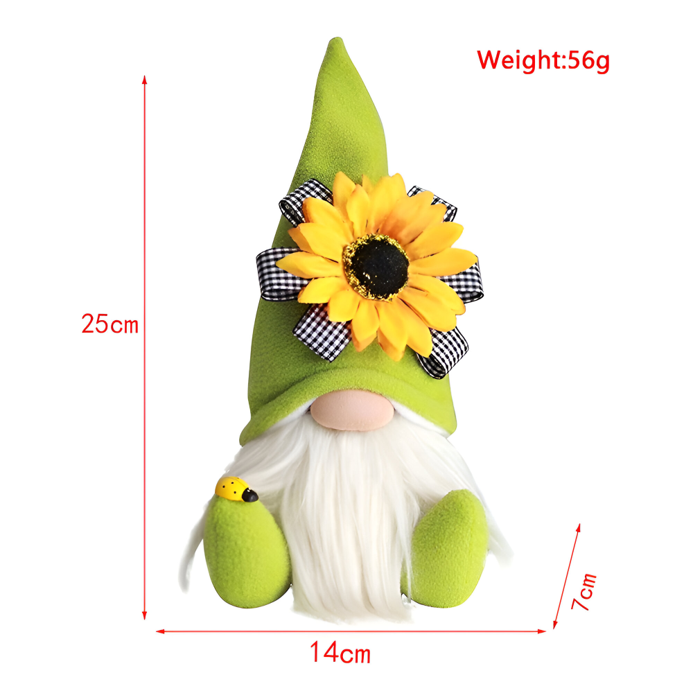 Niedliche - Gnome -Plüsch Gnom Figur mit Sonnenblume 25 cm