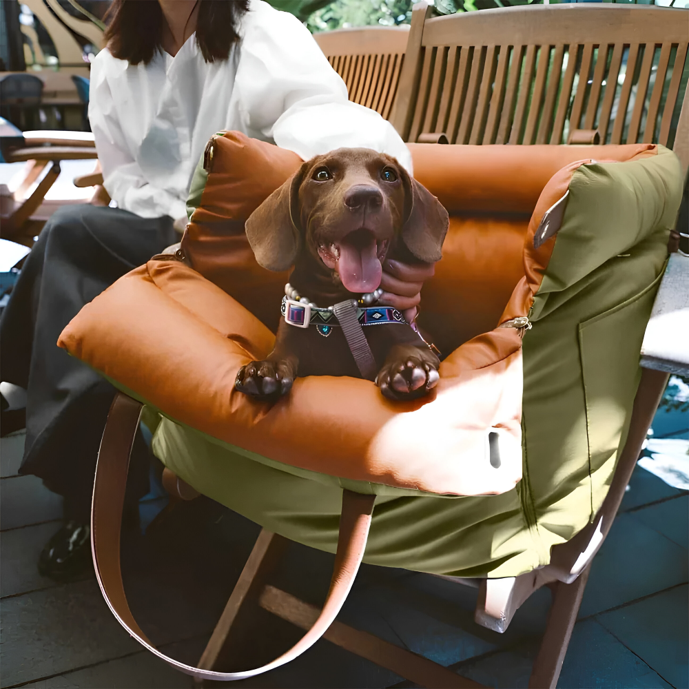 Hunde - Autositz & Reisebett aus Kunstleder mit