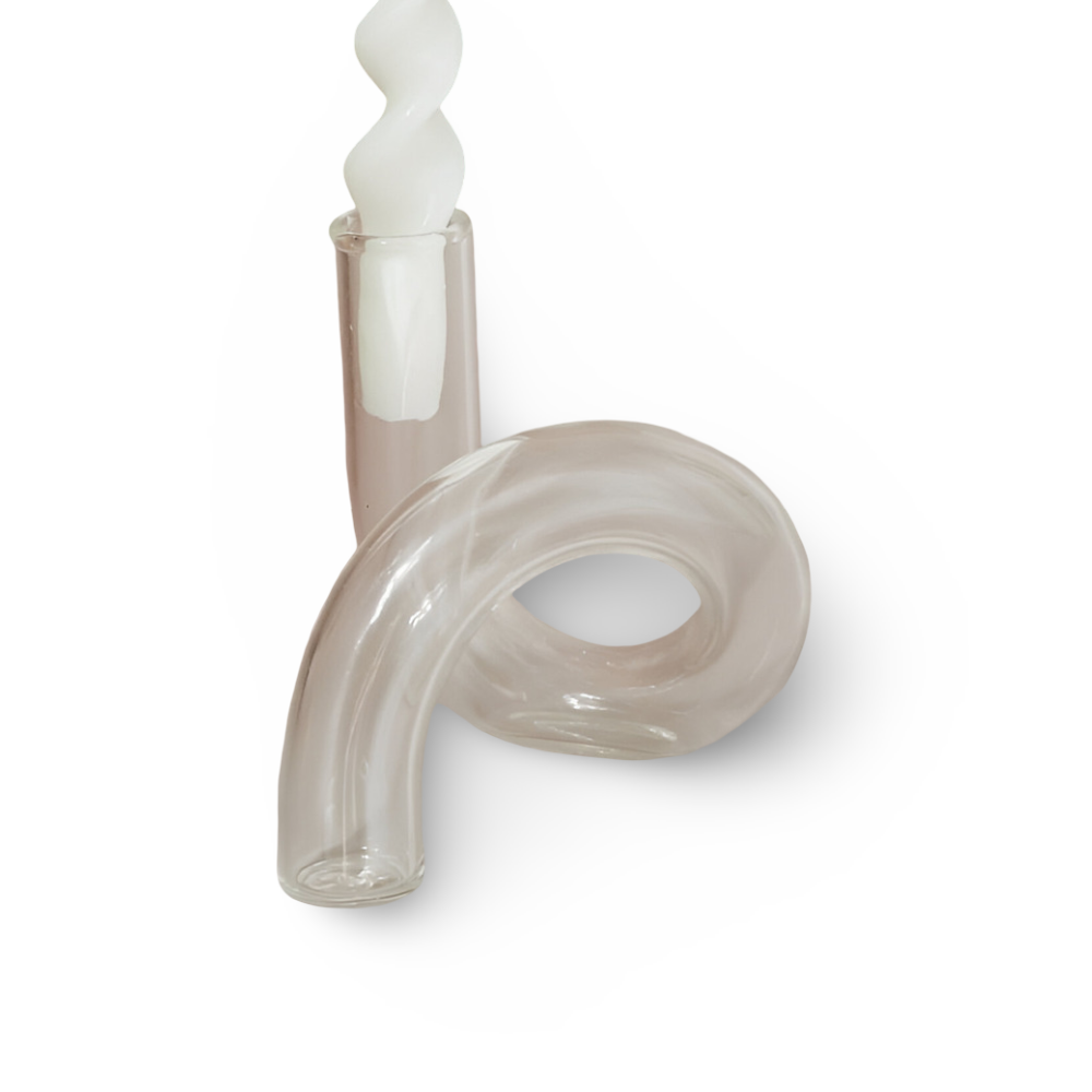 Elegante Glasvase mit integriertem Kerzenhalter für stilvolle Tischdekoration