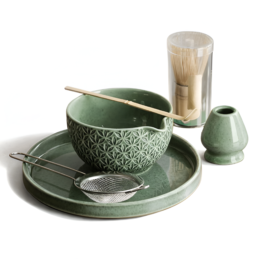 Matcha - Tee Set 5/6-teilig aus Keramik & Bambus