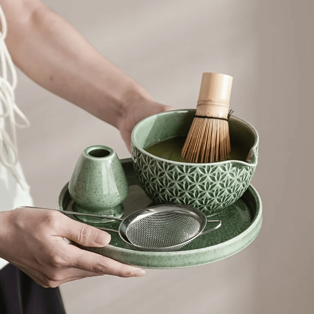 Matcha - Tee Set 5/6-teilig aus Keramik & Bambus
