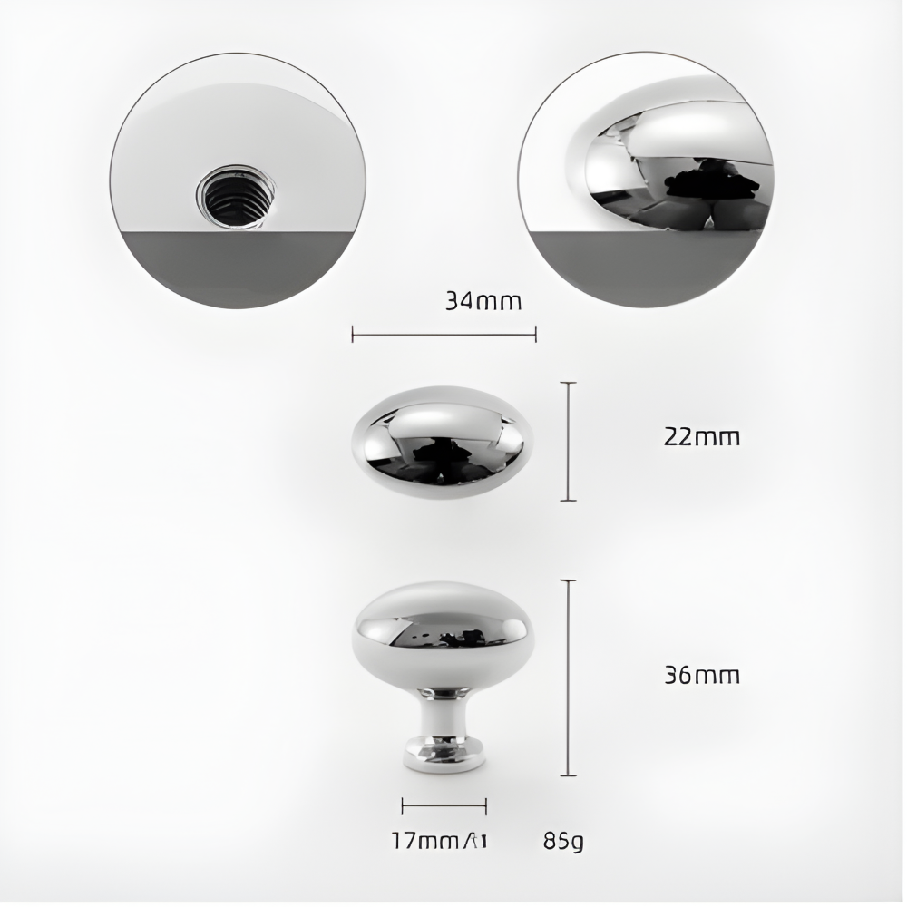 Massive - Messing Schrankknöpfe 34x22 mm