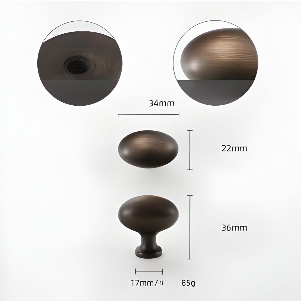 Massive - Messing Schrankknöpfe 34x22 mm