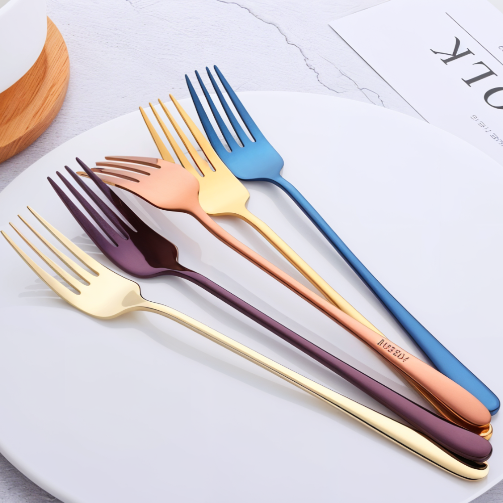 Edelstahlgabeln - Set 4/6-teilig farbig beschichtet
