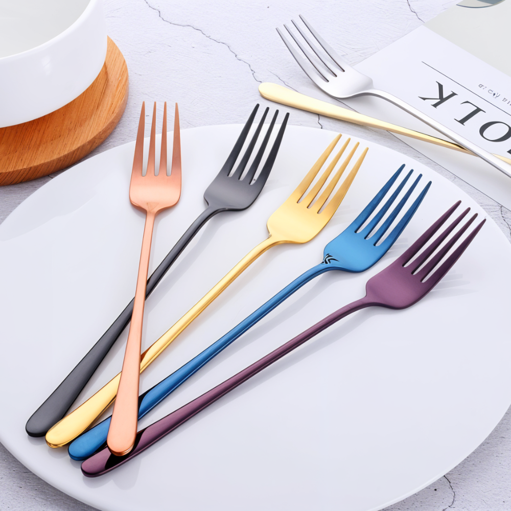 Edelstahlgabeln - Set 4/6-teilig farbig beschichtet