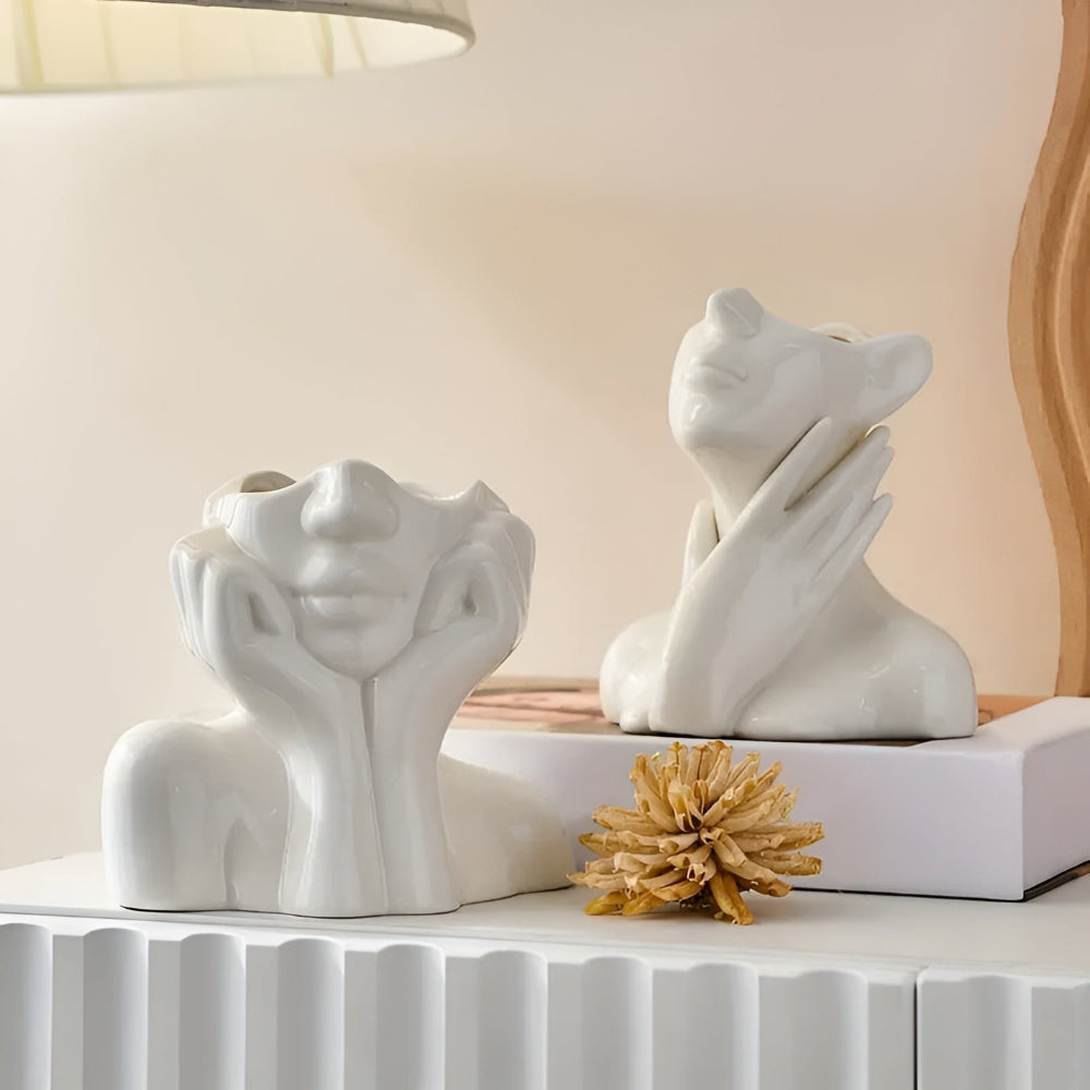 FemmeFlora Vase - Ausdrucksstarke Keramik Blumenvase mit menschlichem Gesicht