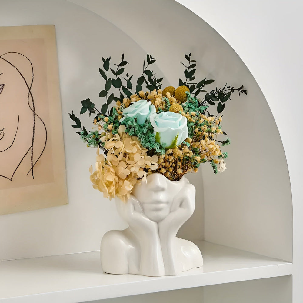 FemmeFlora Vase - Ausdrucksstarke Keramik Blumenvase mit menschlichem Gesicht