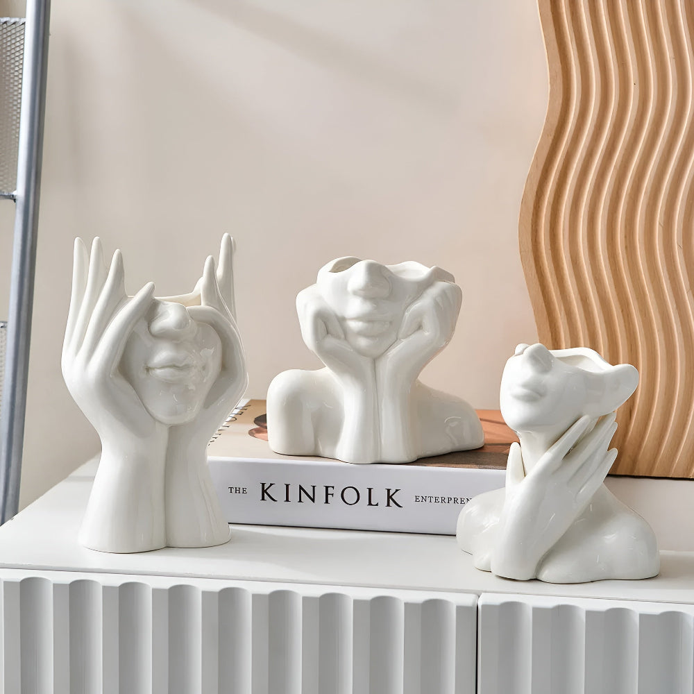 FemmeFlora Vase - Ausdrucksstarke Keramik Blumenvase mit menschlichem Gesicht