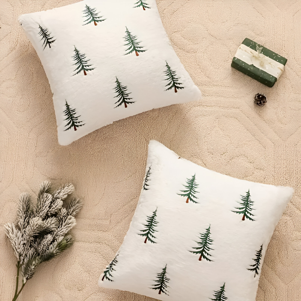 Festliche Weiße und Grüne Dekorative Kissenbezüge