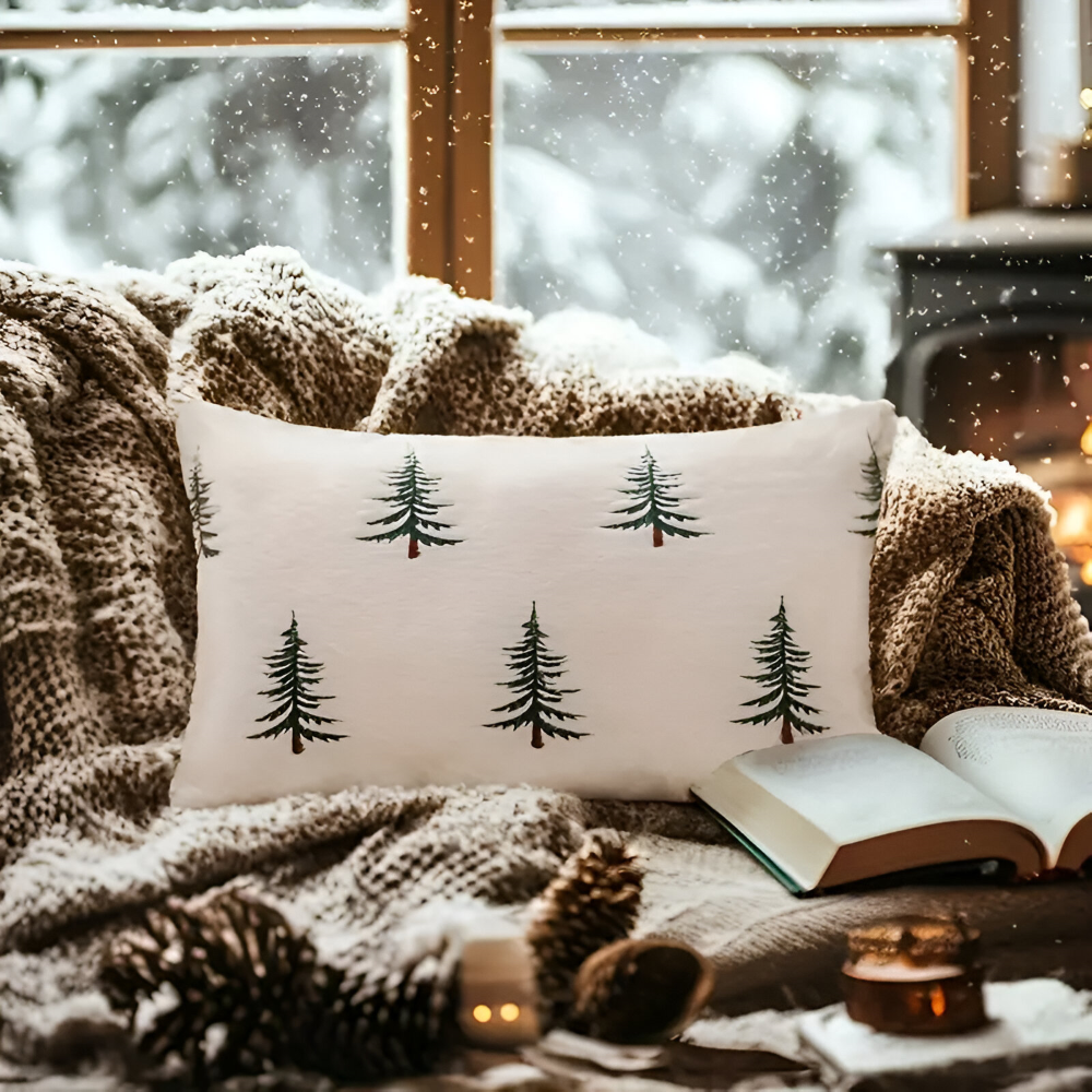 Festliche Weiße und Grüne Dekorative Kissenbezüge