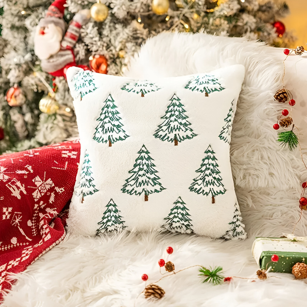 Festliche Weiße und Grüne Dekorative Kissenbezüge