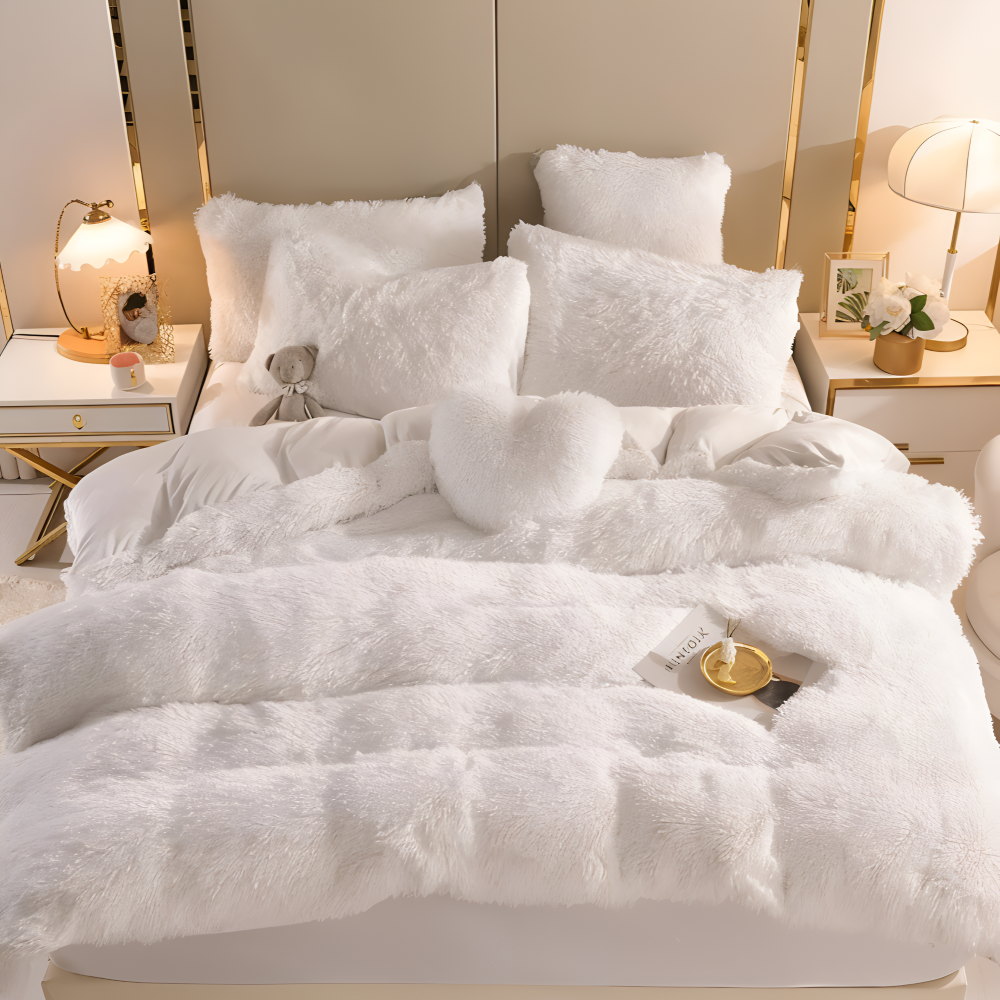 FlufFur Bettwäsche - Ultra Flauschige Fleece Bettdecke - Atmungsaktive Bettwäsche Set