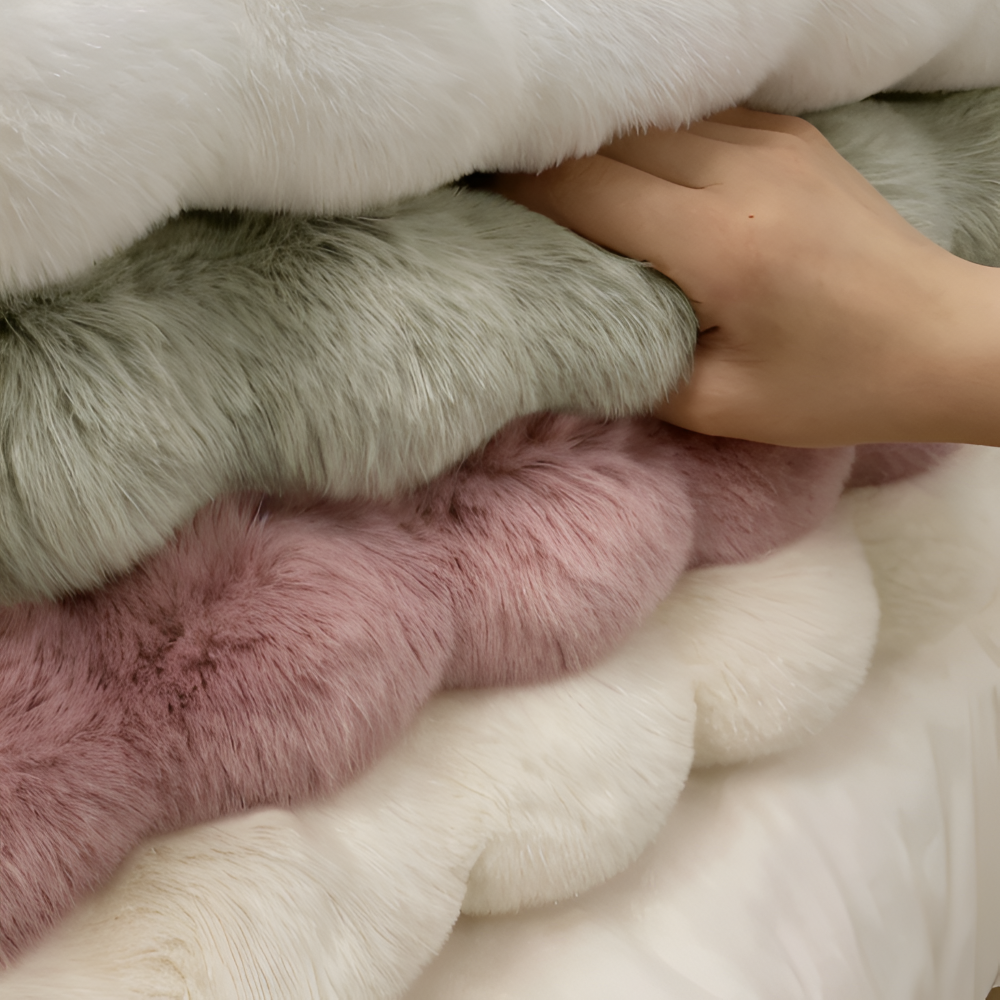 FluffCush Teppich - Flauschiger Premium Fleece, Rutschfest, Runde Dekorationsmatte