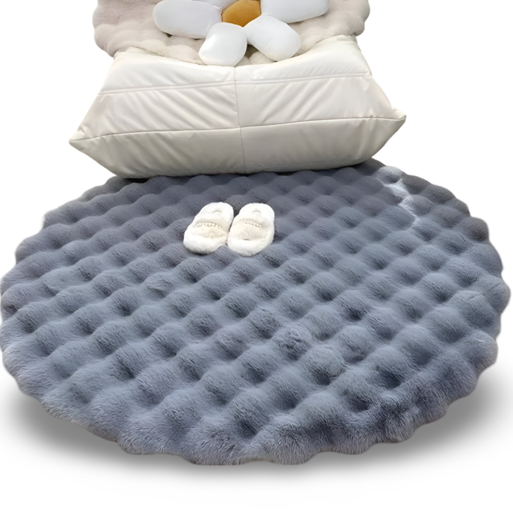 FluffCush Teppich - Flauschiger Premium Fleece, Rutschfest, Runde Dekorationsmatte
