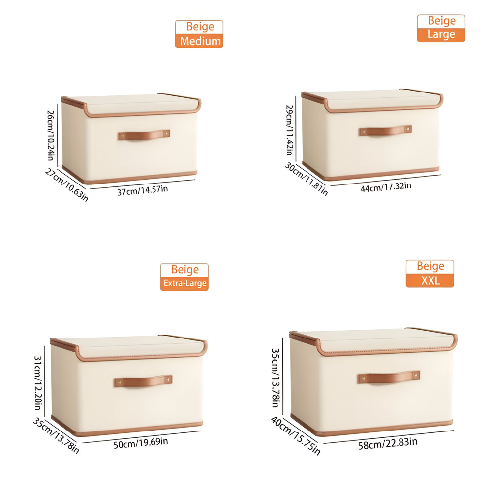Aufbewahrungsbox - faltbar mit Deckel & Ledergriffen