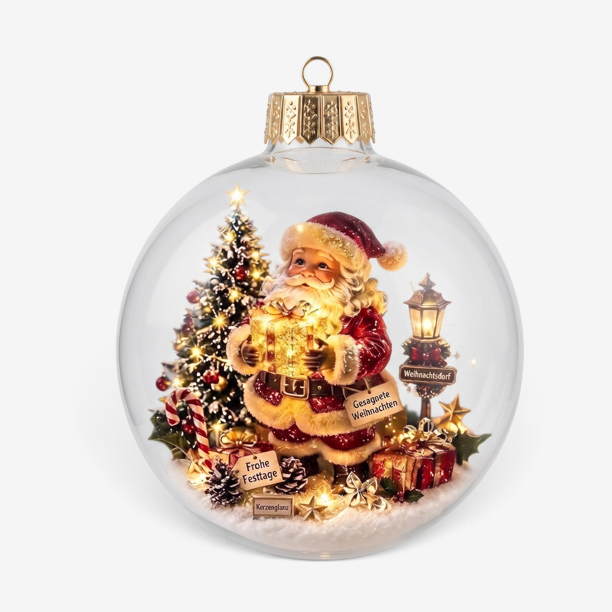 MiniSceneLux - LED-Weihnachtsornament mit Miniatur-Ferienszene