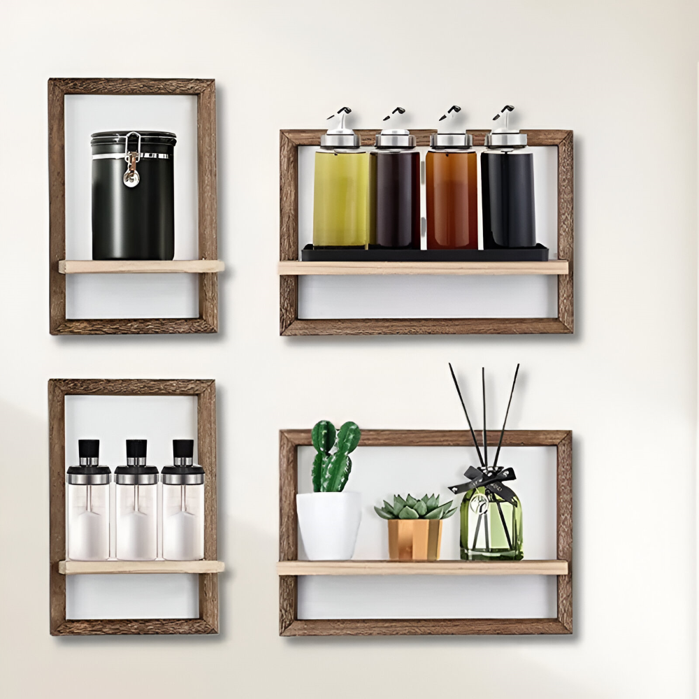 Geometrisches Wandregal aus Holz (in 2 Größen) – Schwebende Wandregale – Modernes Design