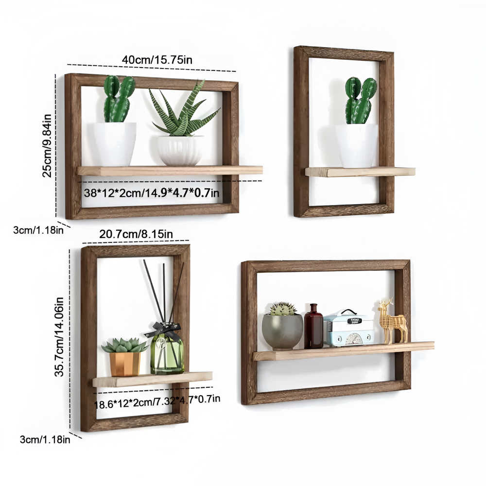 Geometrisches Wandregal aus Holz (in 2 Größen) – Schwebende Wandregale – Modernes Design