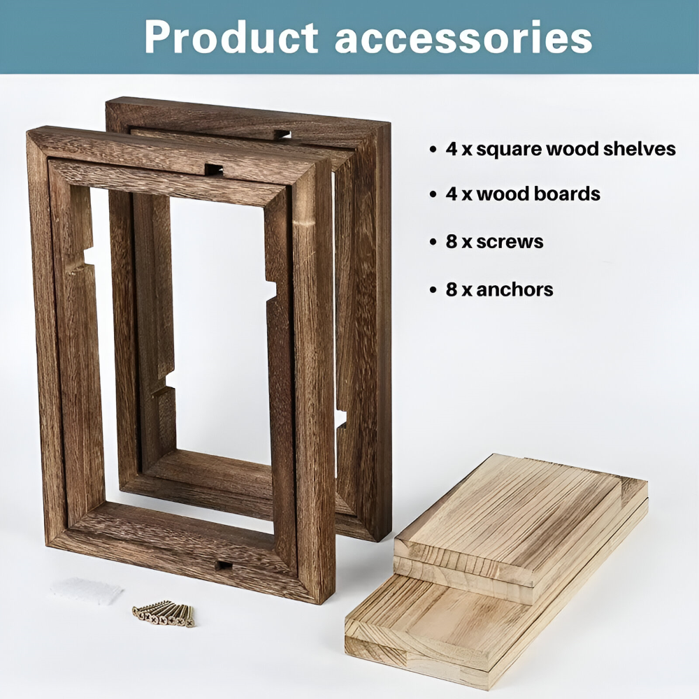 Geometrisches Wandregal aus Holz (in 2 Größen) – Schwebende Wandregale – Modernes Design