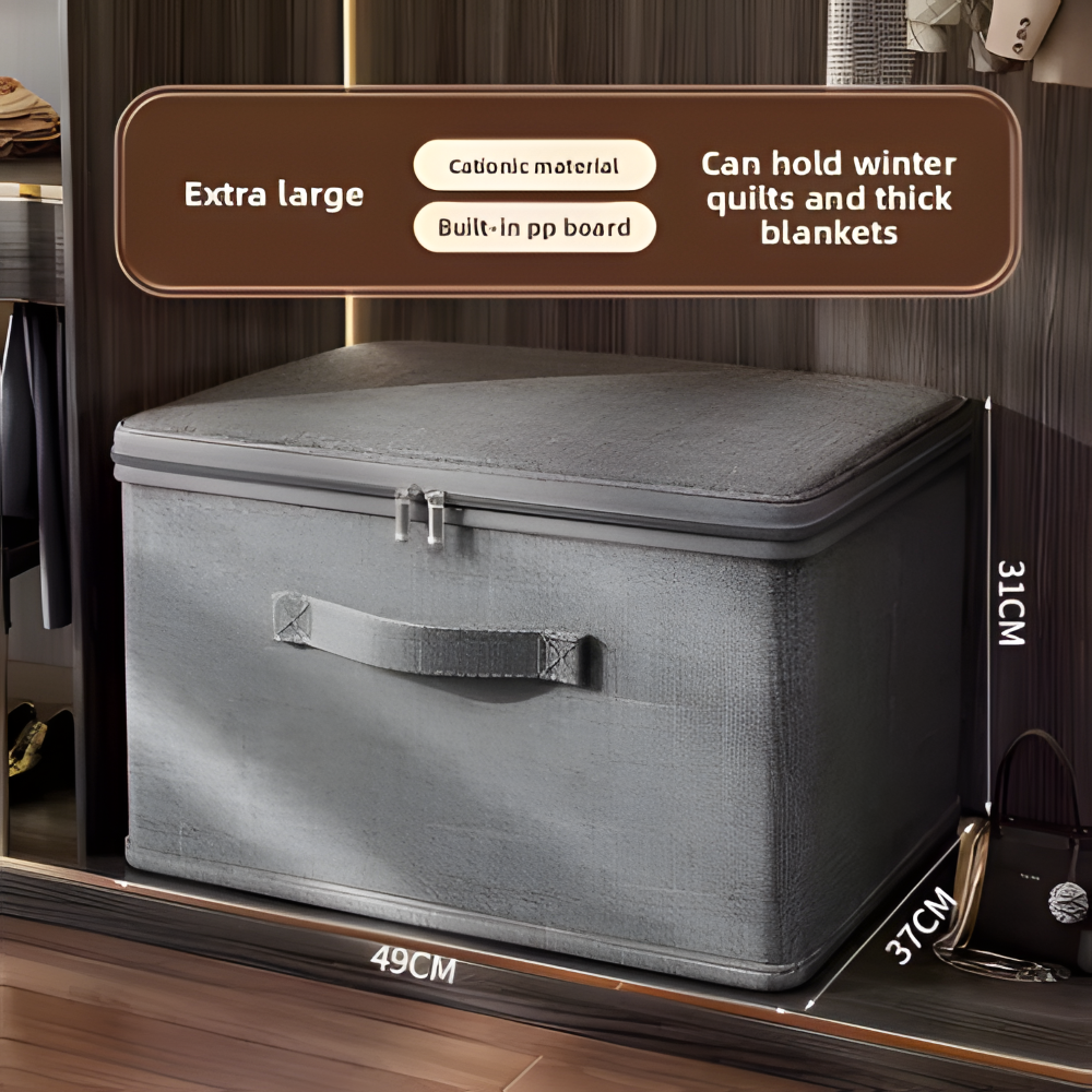 Grau - Stoff-Aufbewahrungsbox mit Deckel aus Stoff S–XXL