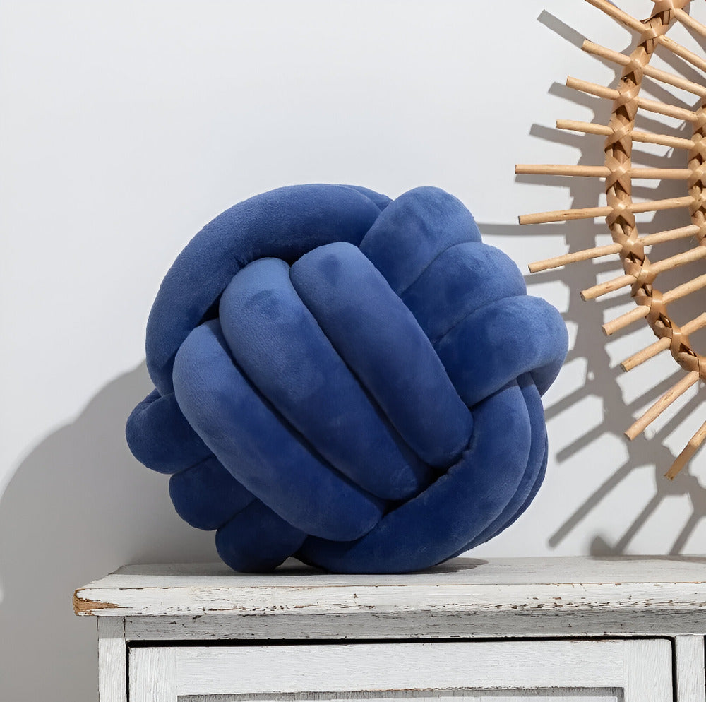 Knotenkissen - Rundes Knotenkissen aus Plüsch 22/28 cm