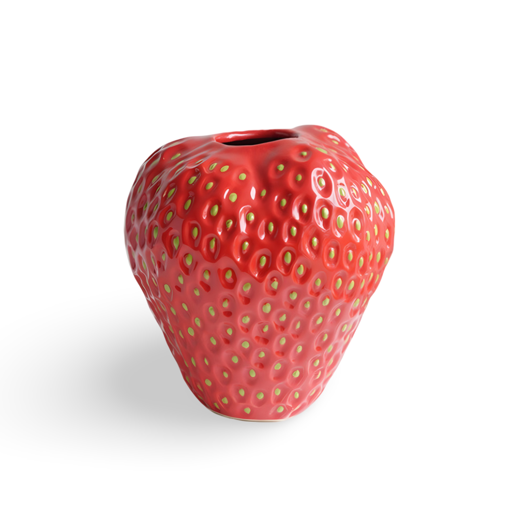 Handgefertigte Erdbeer-Keramik-Blumenvase – Elegante Wohnkultur