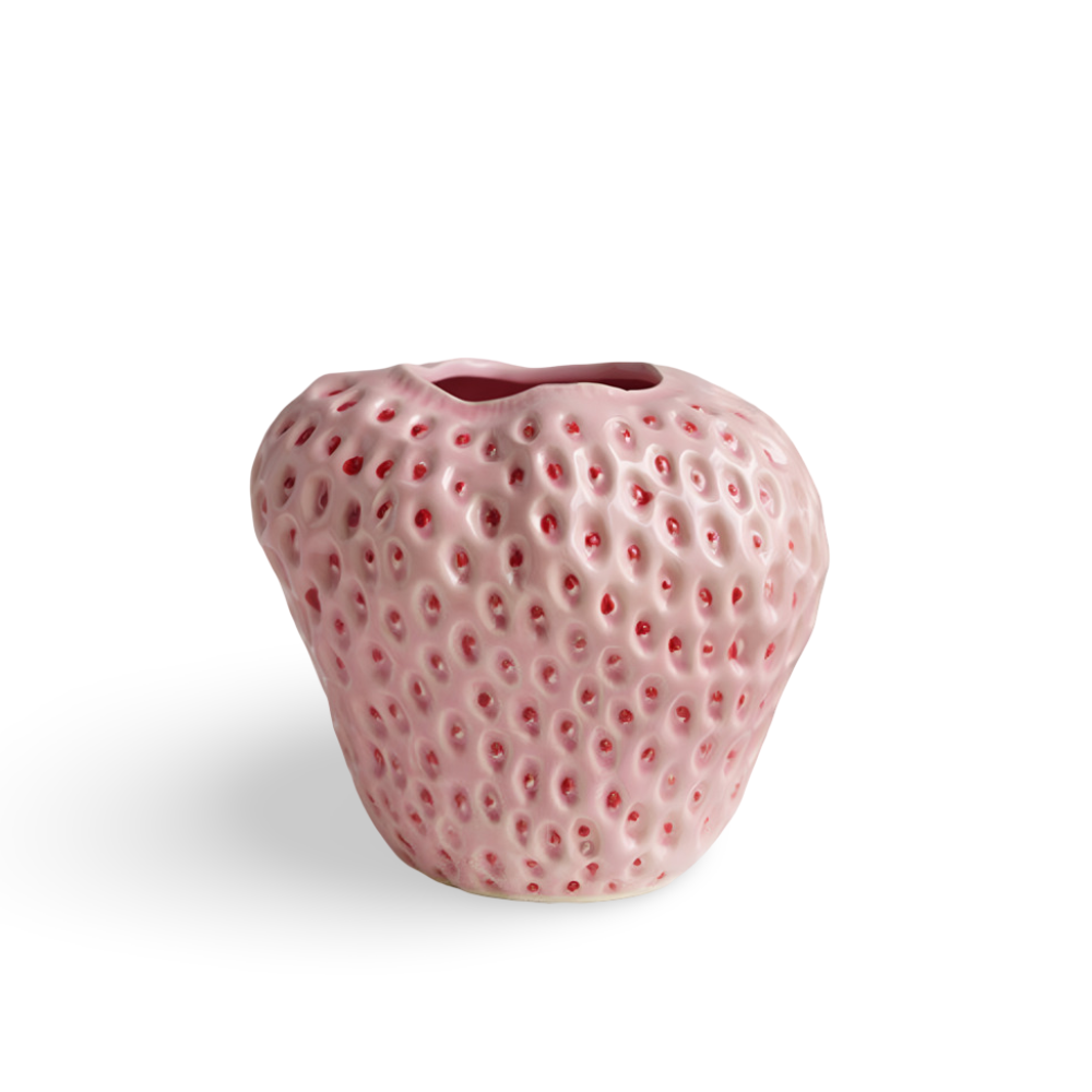 Handgefertigte Erdbeer-Keramik-Blumenvase – Elegante Wohnkultur