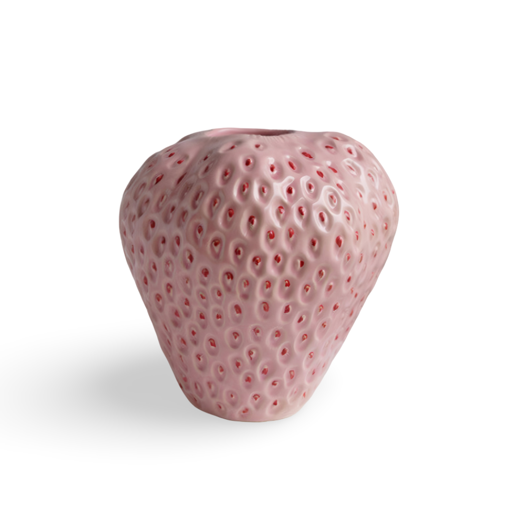 Handgefertigte Erdbeer-Keramik-Blumenvase – Elegante Wohnkultur