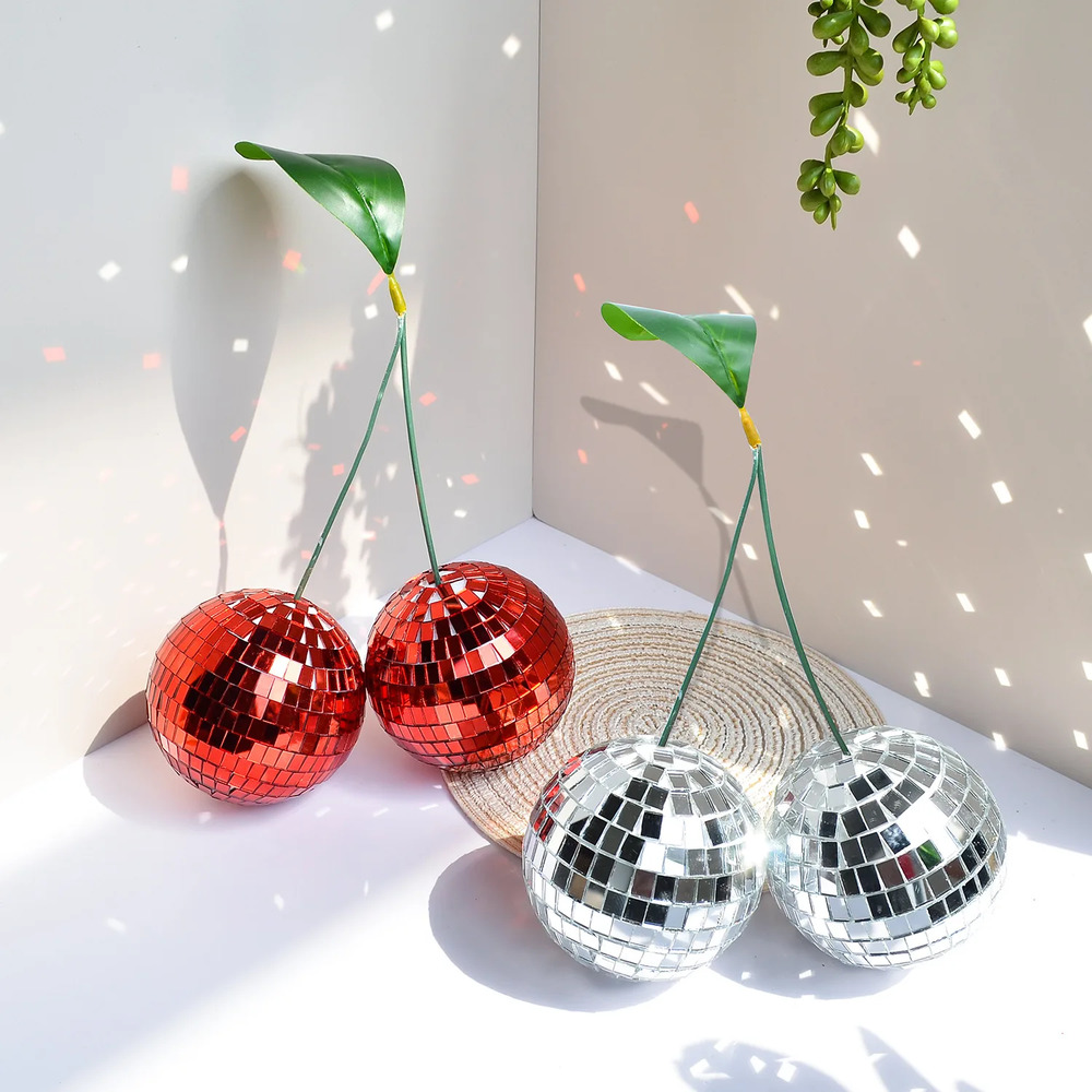 Kirsch-Discokugel - Glas 10 cm handgefertigt