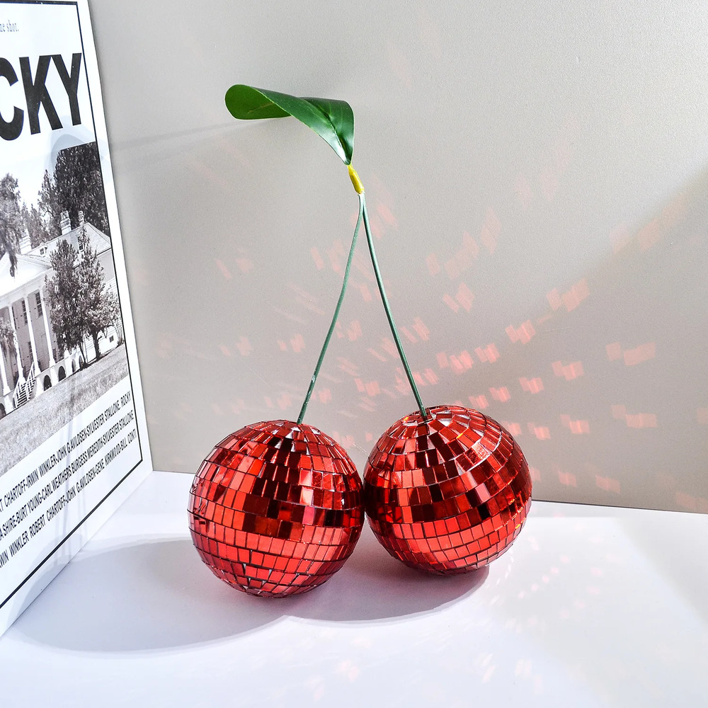 Kirsch-Discokugel - Glas 10 cm handgefertigt