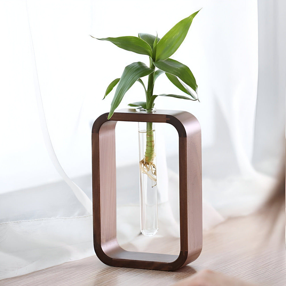 Pflanzenvase - Holz-Glas Pflanzenvase dekorativ