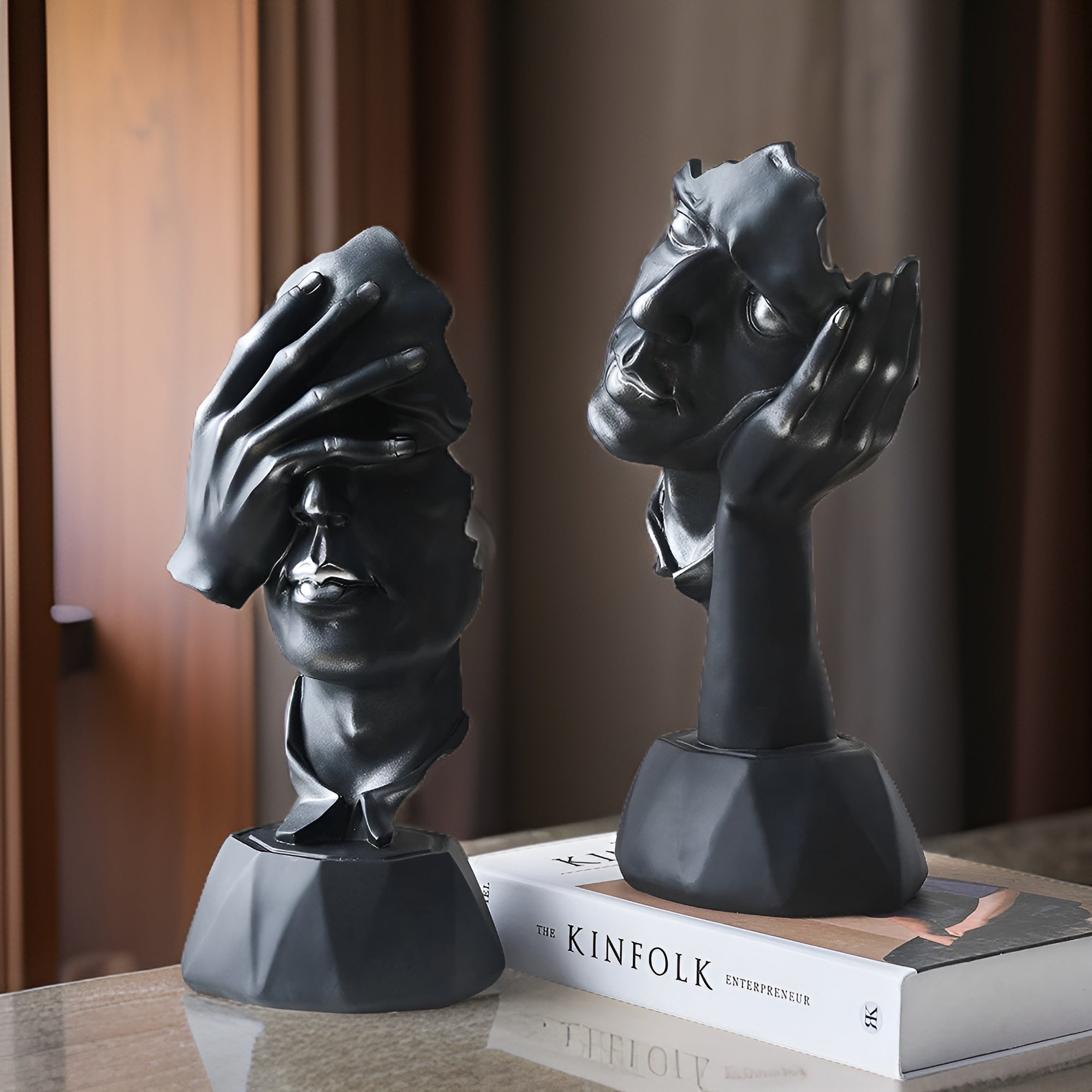 Expressive - Face - Abstrakte Gesichtsskulptur aus Kunstharz