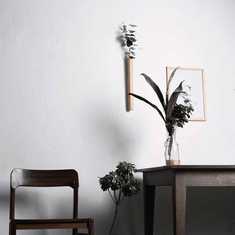 FrischFloret Vase – Wandvase aus massivem Buchenholz und Walnussholz