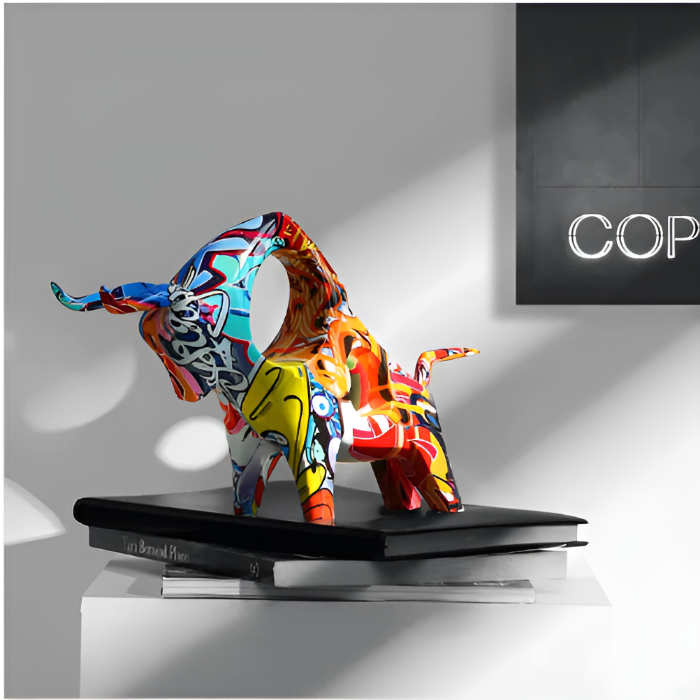 Graffiti - Cow - Mini Kuh Statue aus Harz 21–26 cm