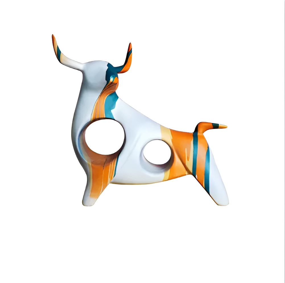 Graffiti - Cow - Mini Kuh Statue aus Harz 21–26 cm
