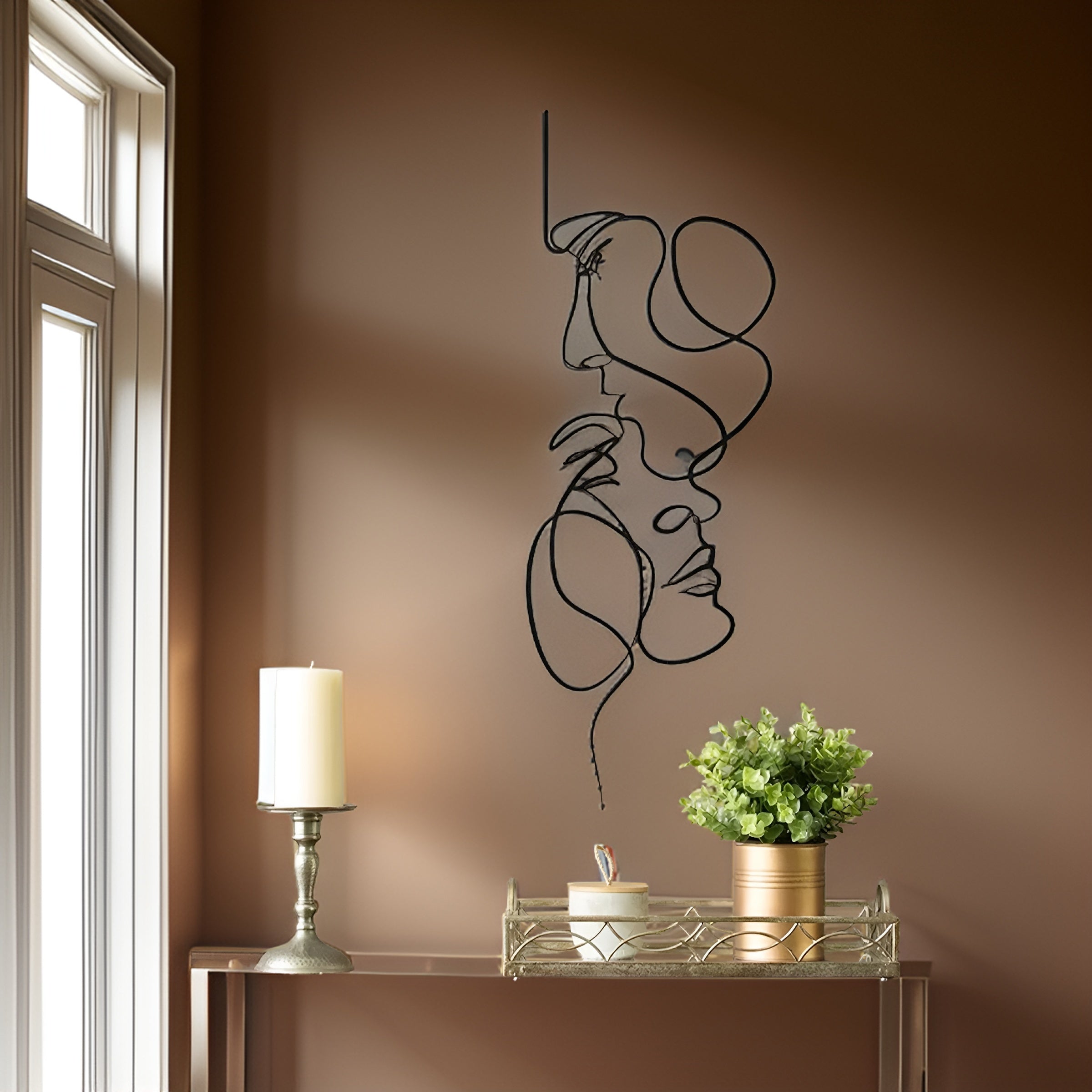 Graceful Lines - Einzigartige 3D-Wanddekoration aus Metall für minimalistische Wohnungen