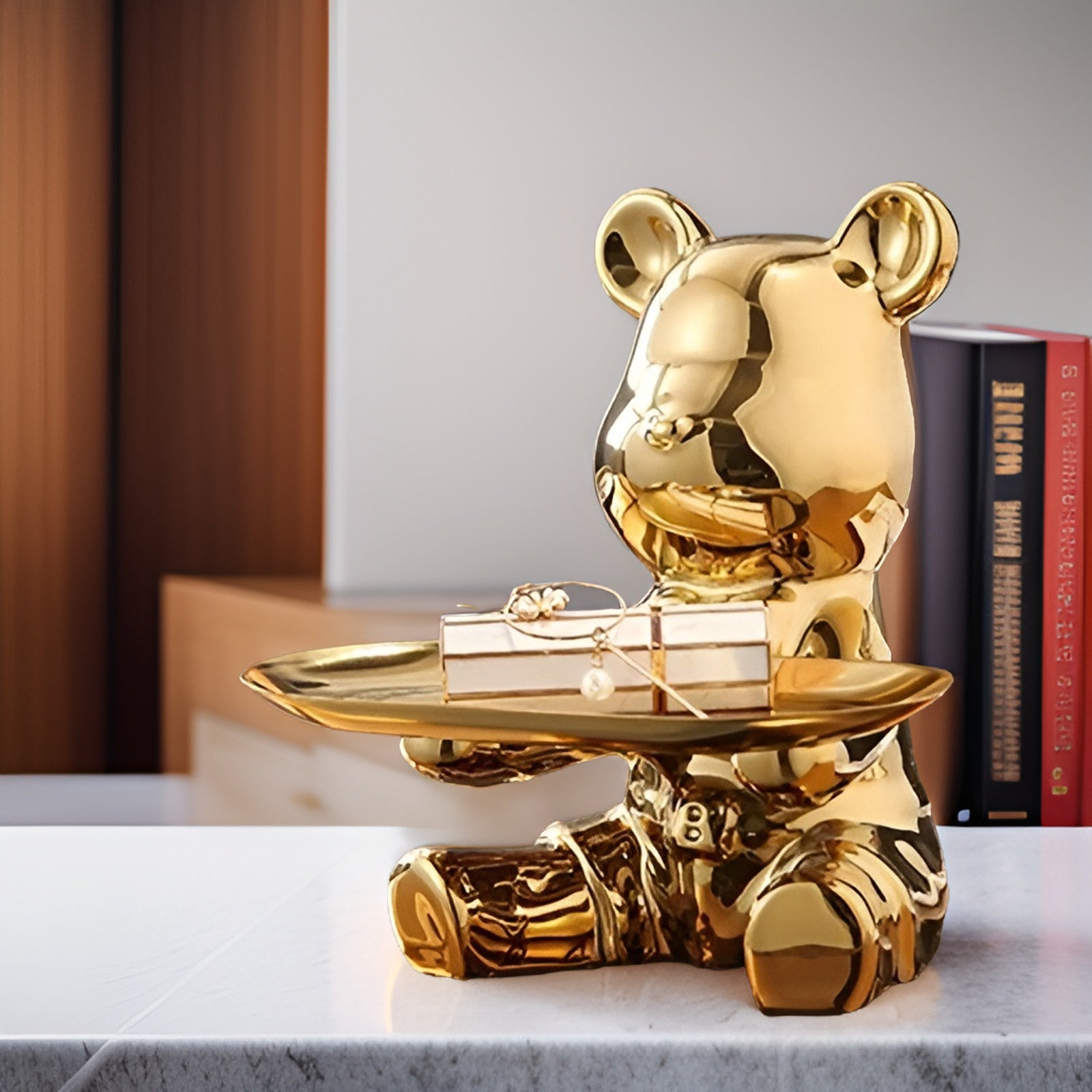 Happy - Bear - Metall Tablett-Organizer 18x18,5 cm mit Figur