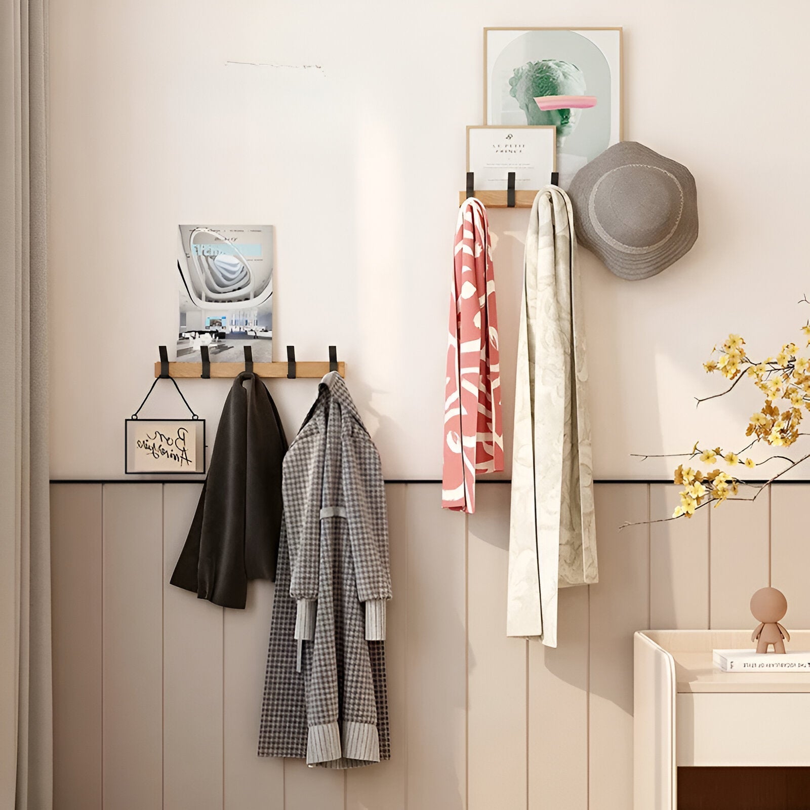 HookMov - Multifunktionale Wandgarderobe aus Holz mit 5