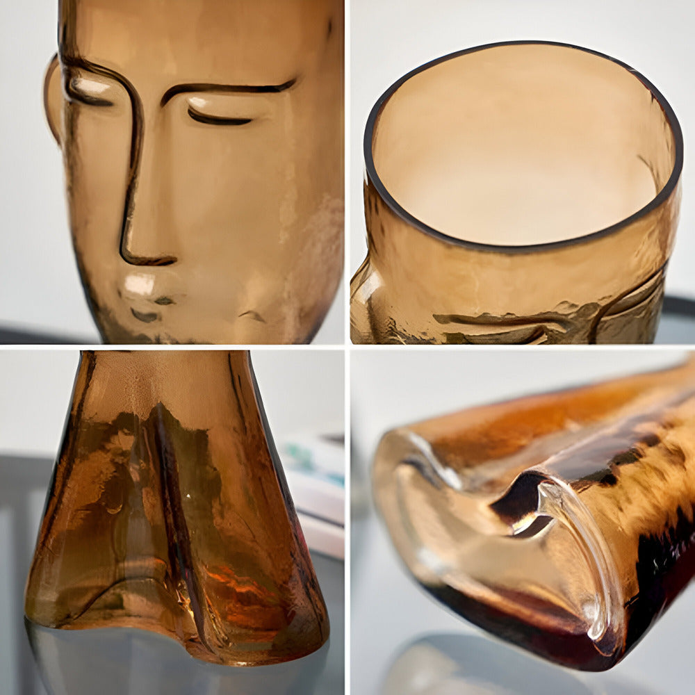 Künstlerische Glas-Vase in Kopf-Form für Einzigartige Wohnkultur