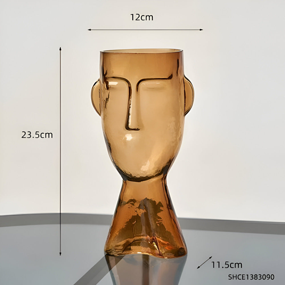 Künstlerische Glas-Vase in Kopf-Form für Einzigartige Wohnkultur