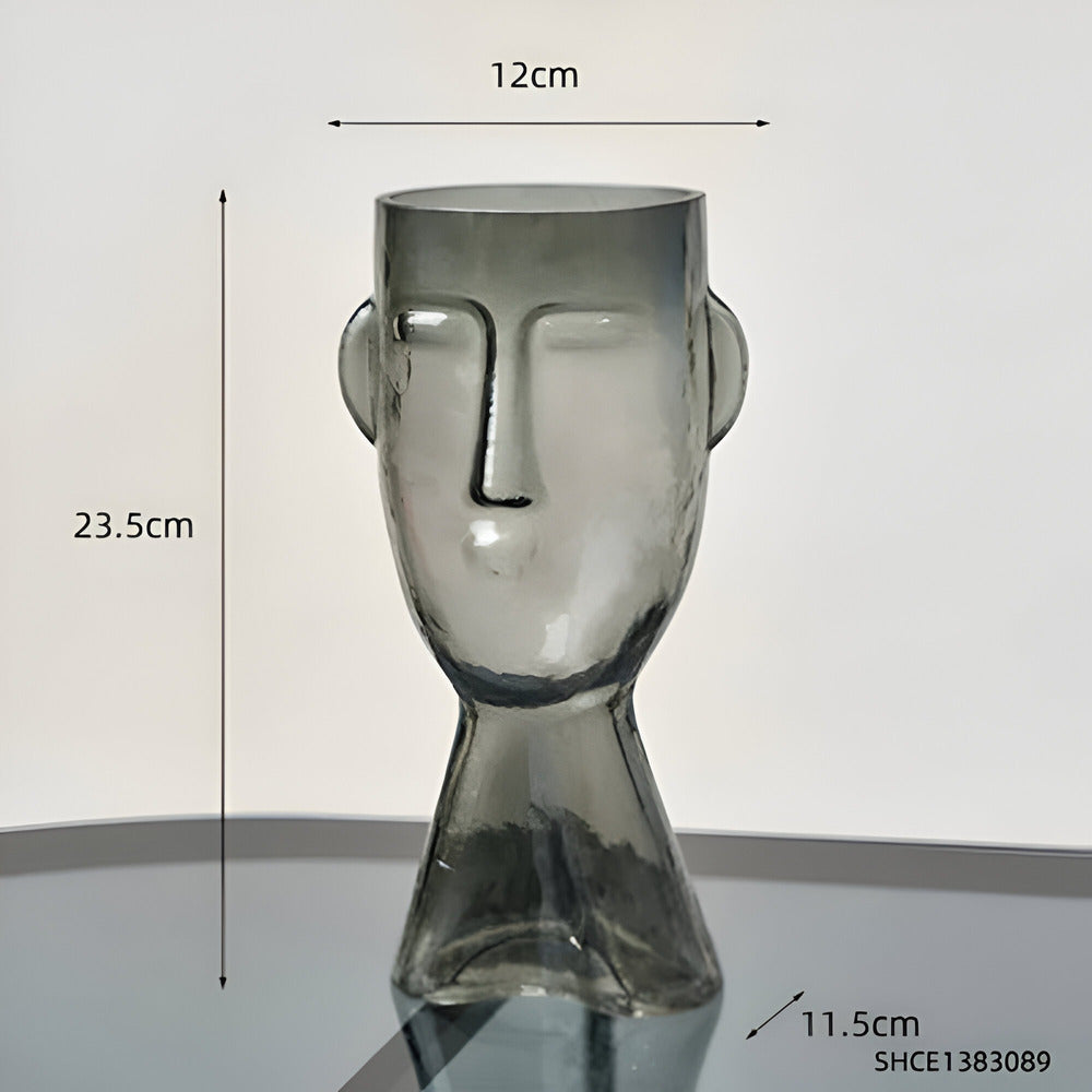 Künstlerische Glas-Vase in Kopf-Form für Einzigartige Wohnkultur